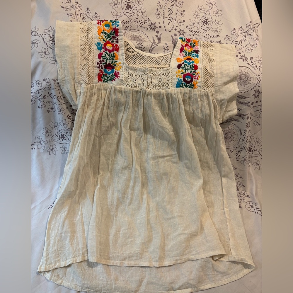 Embroidered Cream Blouse